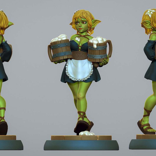 Tavern goblin girl - 3D printed miniature