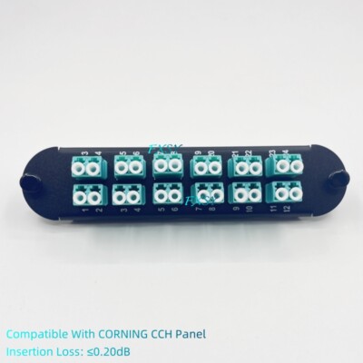 Fiber Optic Panel 12 LC Duplex OM3 Adapter Compatible CORNING CCH-01 CCH-CP24-E4