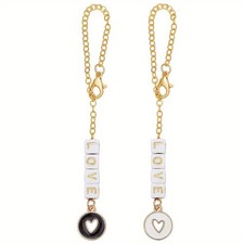 1set Flat Round with Hollow Heart Alloy Enamel Cup tions with Plating Alphabet