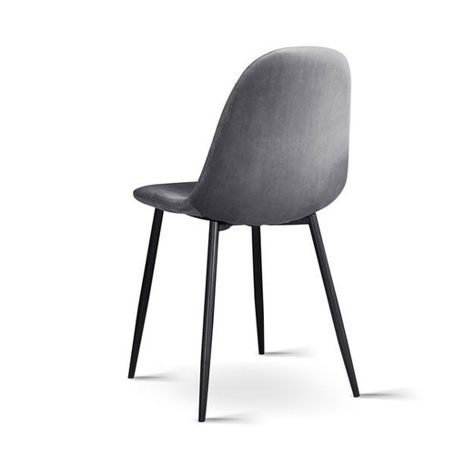 Dining Chairs Set Of 4 Velvet Curved Slope Grey - Picture 6 of 9