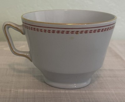 Copeland Spode  Trade Winds   Two Stove  Teacup   Red Transferware w/ Gold Trim