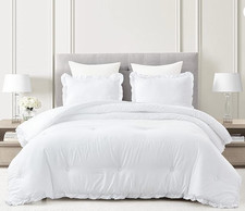 Chezmoi Collection Nora White Comforter Set Twin Size 2-Piece Lightweight Soft