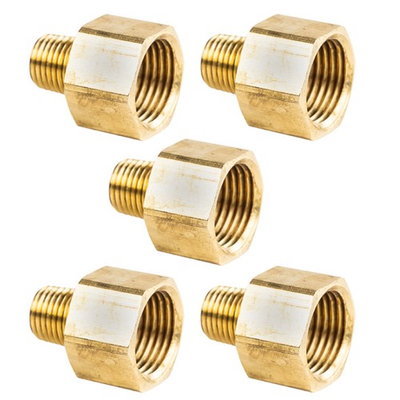 #ad 1 2quot; FNPT to 1 4quot; MNPT Pipe Adapters Solid Brass Pressure Gauge Extenders 5 Pack $19.95