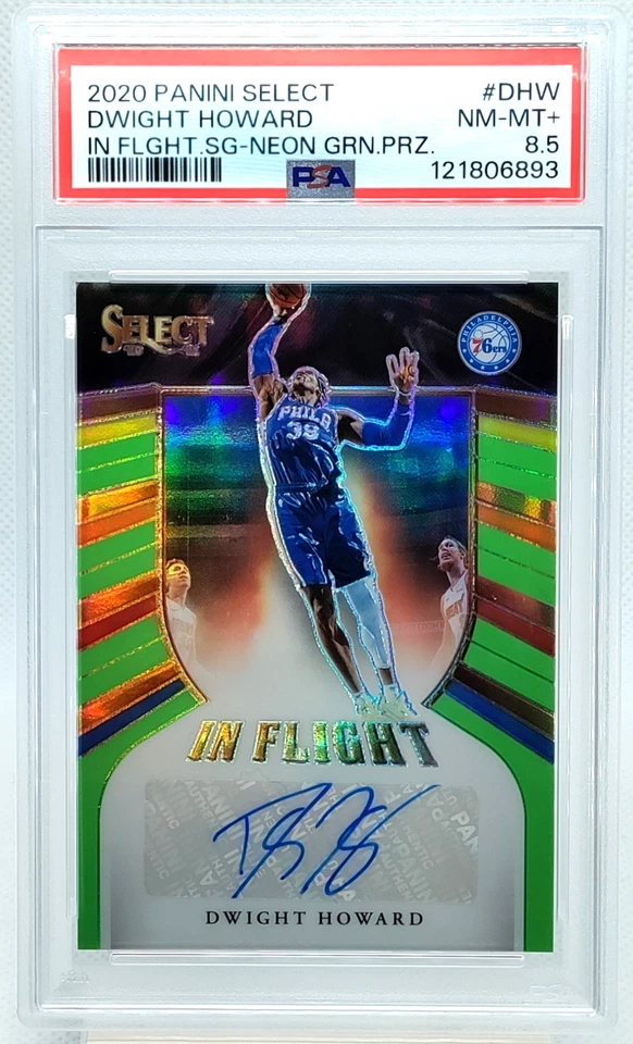 /99 Dwight Howard AUTO PSA 8.5 2020-21 Select FLIGHT Autograph Prizm HOF Green - Image 2 of 4