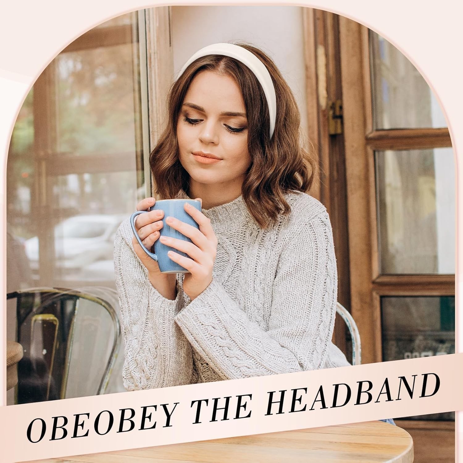 obeoby Headbands for Women, Wide Headband Trendy Non Slip Hair Brown Series 