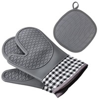 Ofenhandschuhe Set Silikon HitzebestäNdig Anti-Rutsch FüR Backen Und Kochen Bis