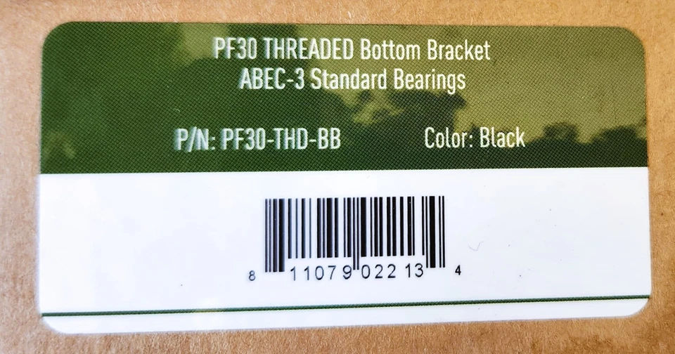 NUEVO Soporte inferior de bicicleta roscado negro Ruedas Mfg PF30-THD-BB ABEC3 Foto 4 de 4