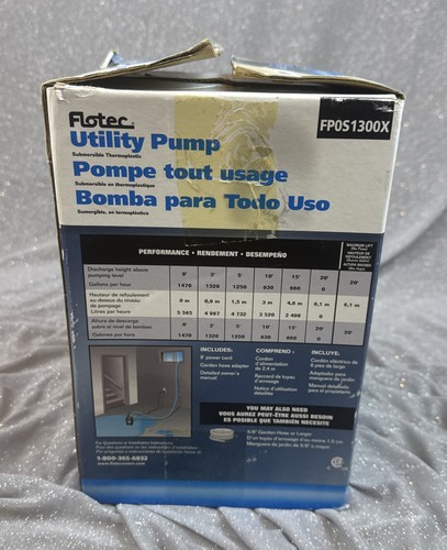 Flotec Tempest 1/6 HP Water Removal Utility Pump FP0S1300X Used Tested Works