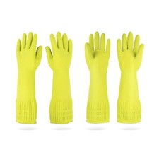 2 Pair Waterproof Rubber Kitchen Cleaning Gloves Non Slip Dishwashing Gloves Set