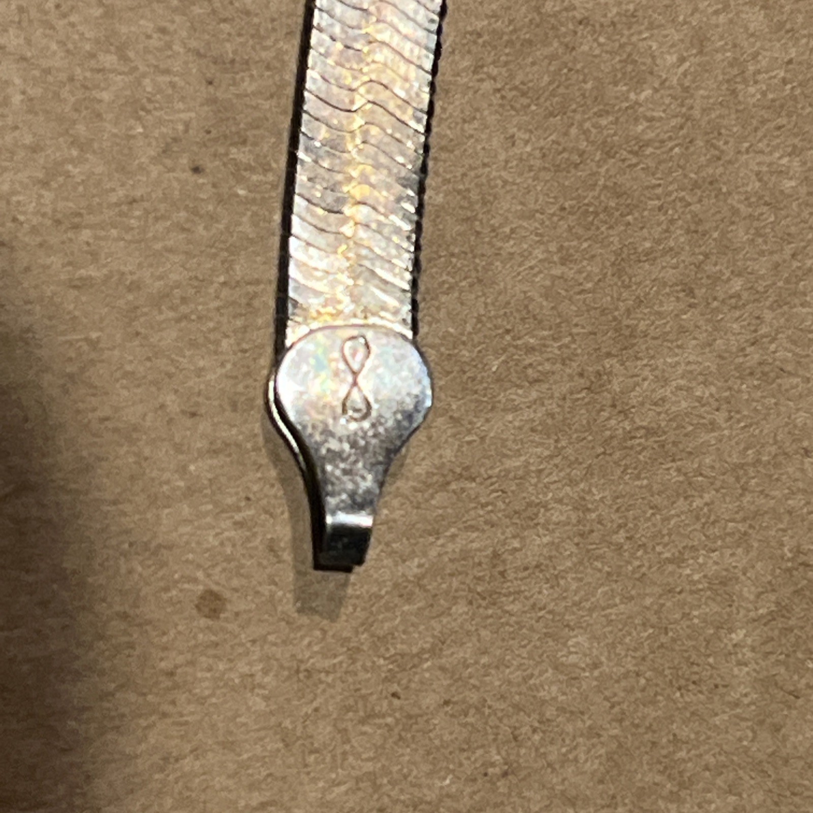 Italian Solid Sterling Silver Flat Snake Link Cha… - image 4