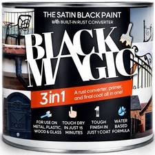Black Magic 3-in-1 Rust Converter Satin Black Paint 1L Metal Wood Plastic