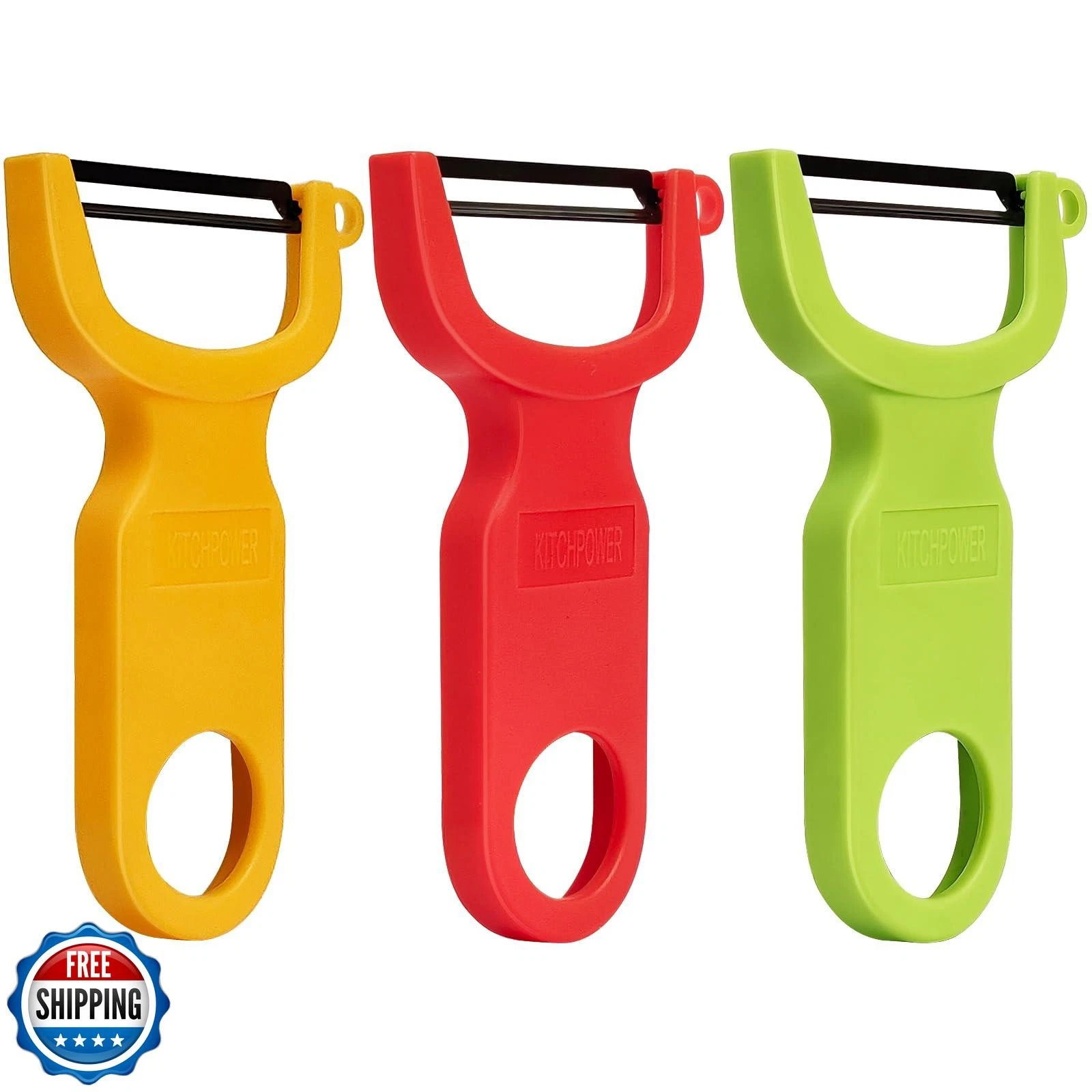 Original Vegetable Fruit Peeler Carbon Steel Blade 3 Pack Red/Gre