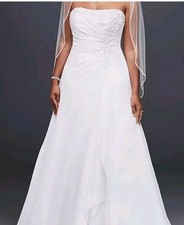 Davids Bridal Ivory Corset Back Wedding Dress Style V9409 Straps Added Size 4