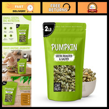 Roasted Salted Pumpkin Seeds - 2 lb No Shell Pepitas - Fresh Zip-Seal Bag