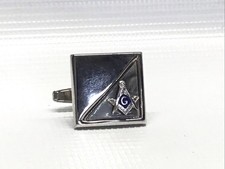 Vintage Foster USA Pat. Pend. Masonic Freemason Square & Compass Cufflink Silver