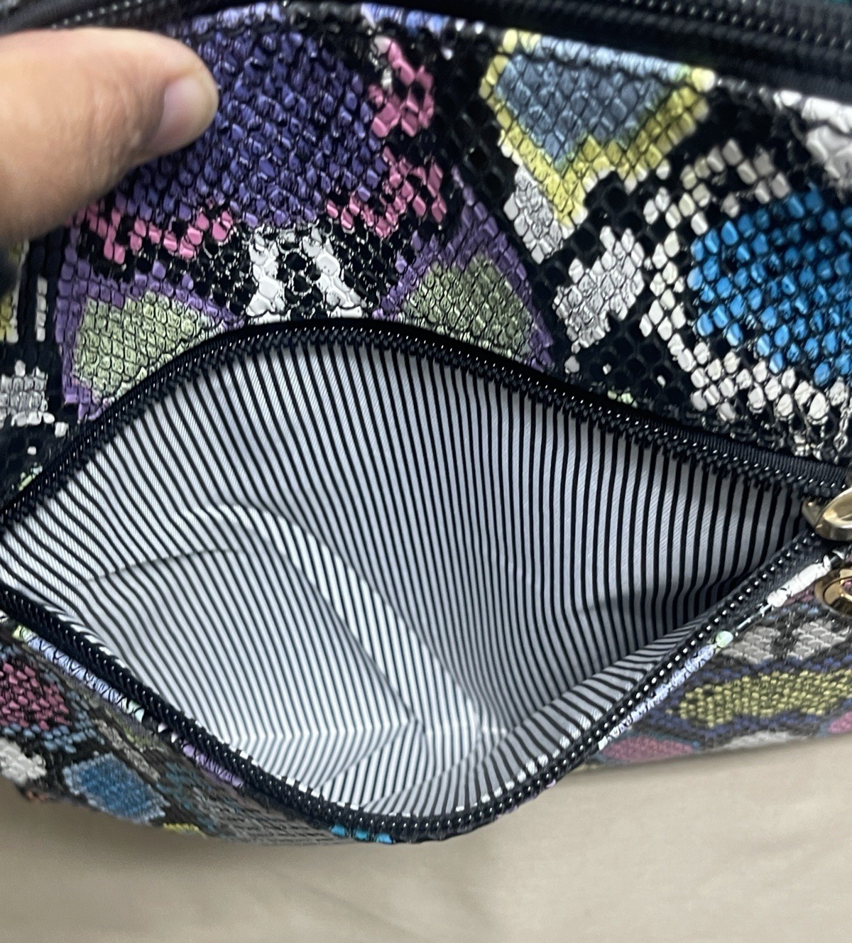 Multicolor Python Print Faux Leather Crossbody/Sh… - image 12