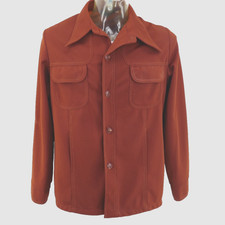 ViNTAGE 70s DiSCO LEiSURE MATES RUST BROWN DAGGER COLLAR LEiSURE SUiT JACKET M