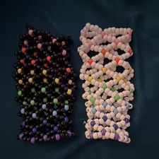 Kandi Beaded Cuff Bracelet Set Multicolor Scenecore Plastic Unisex