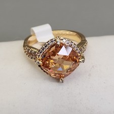 Bomb Party Ring Peach Cubic Zirconia Cushion ...