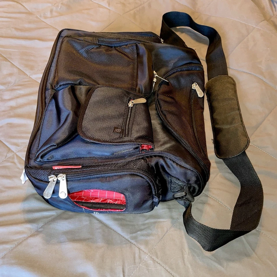 Fisher Price Fastfinder 豪华宽开口信使尿布袋黑色 — 第 3/4 张图片