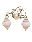 Vtg Double Swag Hanging Globe Ceiling Light Fixture Embossed Milk Glass Art Deco