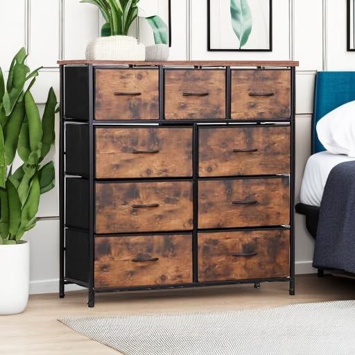 SUPER DEAL 9-Drawer Dresser for Bedroom, Storage Tower with Fabric Bins, Tall... - Image 5