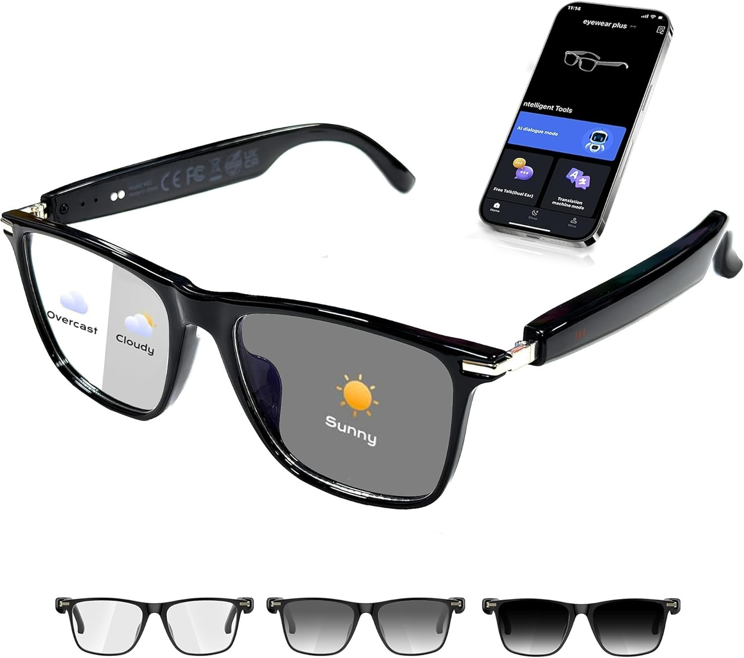 Ai Smart Glasses,Ai Chat Deepseek R1 And Gemini-2.5 With 164 Translations