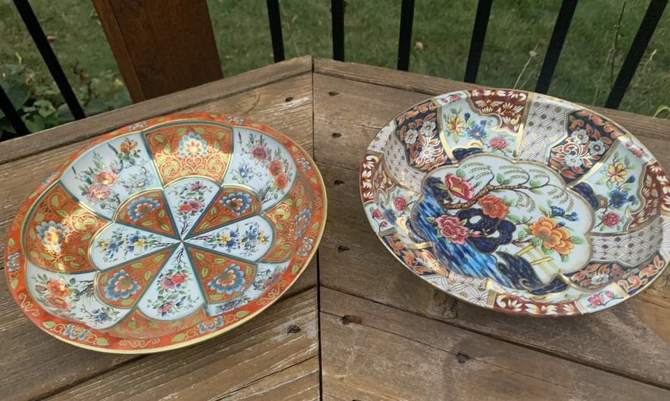 Cuencos para servir artículos decorados vintage de 10 pulgadas Juego de 2 1971 patrón floral Foto 4 de 4