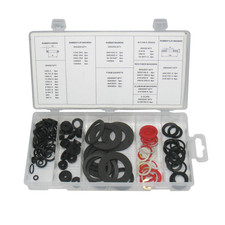 Tap Washer Pack, 125 Piece - Tap, Fauchet, & Fiibre Washers, C-Clips, O-Rings