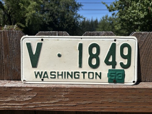 Original 1950 1953 Washington State License Plate Pacific County V low number