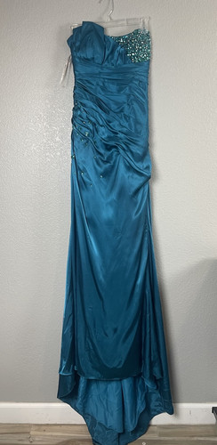 NWT Flirt by Maggie Sottero Prom Pageant Tie Back Dress Sz 8 Mediterranean blue