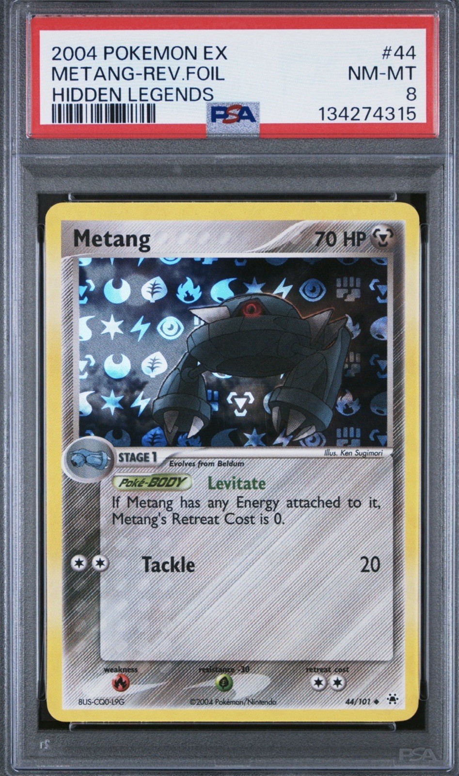 2004 Pokemon Ex Hidden Legends #44/101 Metang Reverse Foil PSA 8 NM-MT