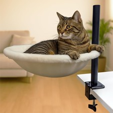 Cat Desk Bed - 360  Rotating  Height Adjustable, Cat Bed for Desk with Hammo...
