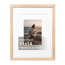 11x14 Picture Frame, Natural Solid Wood Frame with Acrylic Plexiglass for Pic...