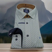Redmond long sleeve shirt size 4XL 49/50 Kent collar green blue pattern regular fit