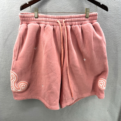 EPTM Sweat Shorts Mens 2XL Pink Paisley Felted Embroidered Streetwear y2k READ