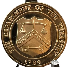 1982 US Proof Set Brass DCAM Token - 1789 Department of Treasury 