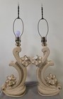 Vintage 1950s Continental Art Co Atomic Flower Chalkware Table Lamps Pair MCM — photo 4