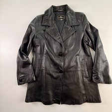 Vintage H H Leather Black Blazer Mens 42 Genuine Leather 90s Sport Coa