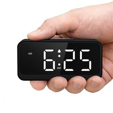 Small Digital Battery Operated Alarm Clock Large Display Cordless White Digits