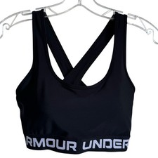 Under Armour Crossback Sports Bra Medium Support Women's Large Black Activewear