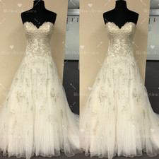 Off Shoulder Wedding Dresses Vintage Sleeveless Tulle Lace Lace up Bridal Gowns