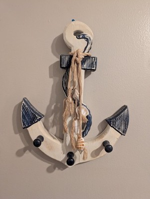 Nautical Anchor Wall Hook Coat Rack Beach House Coastal Decor Wood Anchor Hooks