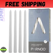 White Taper Candles - Set of 14 Dripless Candles - 10 inch Tall, 3/4 inch Thick