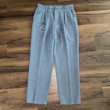 Vintage 70s Sears Roebuck Pants Womens 16 Blue Herringbone High Rise PermaPrest