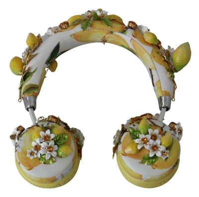 Dolce & Gabbana フローラルバンドー DOLCE & GABBANA Headphones Leather Lemon Crystal Floral