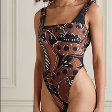 Mara Hoffman Idalia One Piece Swimsuit Brown Print NWT Sz XS