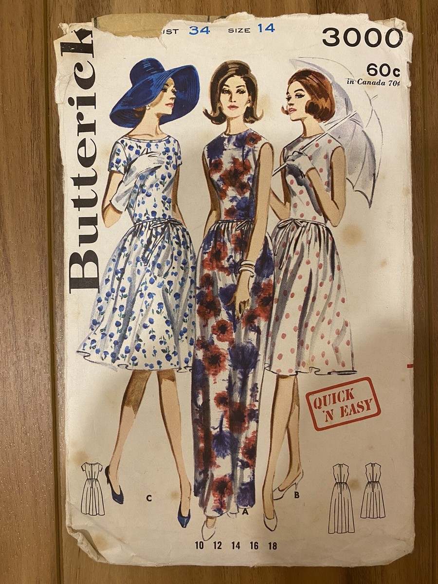 butterick retro dress patterns B6990 | Misses' 1960s Style Dresses