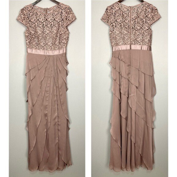 Adrianna Papell Lace Bodice Tiered Gown Women's Size Wedding