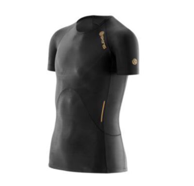 SKINS A400 YOUTH COMPRESSION SHORT SLEEVE TOP - BLACK/GOLD HOT BARGAIN